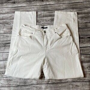 Basic Editions Women’s White Stretch Mid-Rise Straight Leg Jeans Pants 8